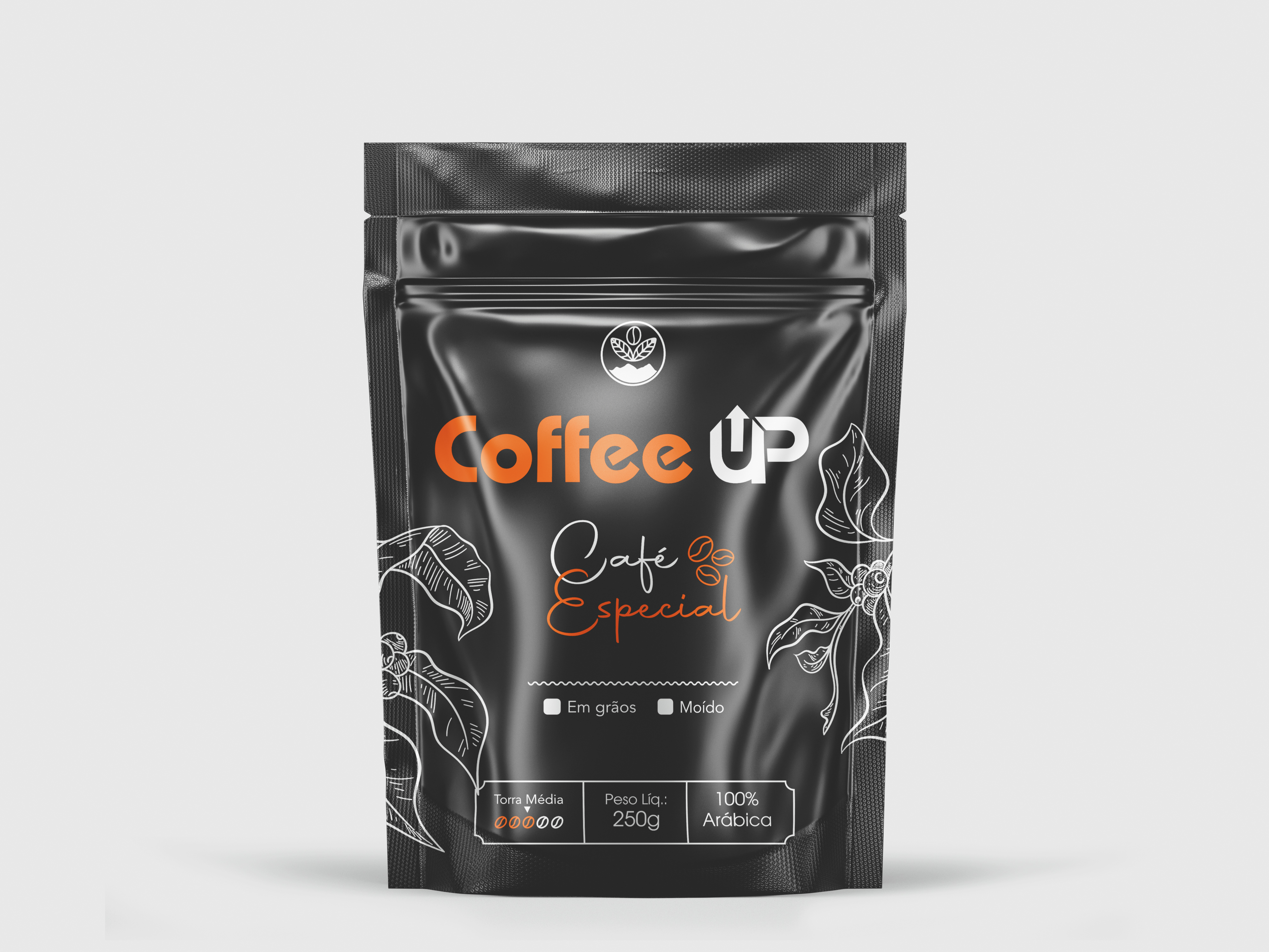Pacote de café especial Coffee Up 250g, torra média, 100% arábica